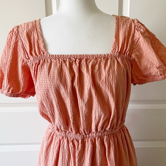 & Other Stories Tiered Puff Sleeve Open Back Cotton Midi Dress Size Large - Picture 4 of 15